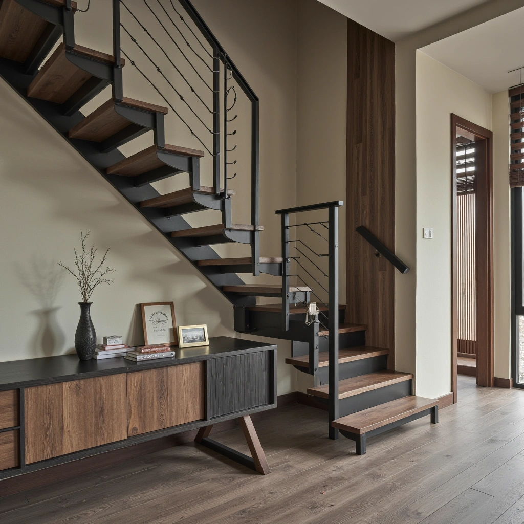 3. Industrial Metal Floating Staircase