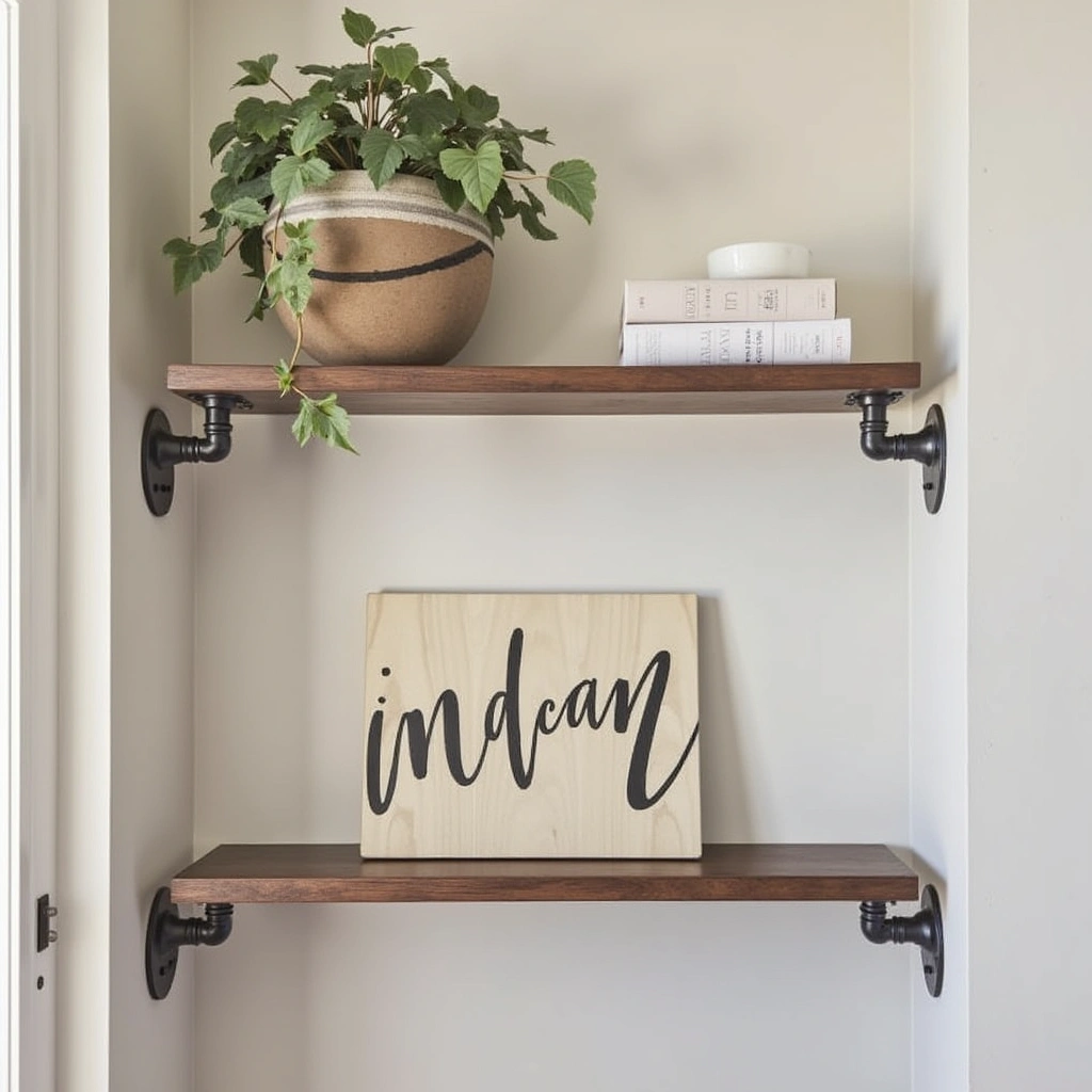 6. Industrial Floating Shelves with Pipe Brackets for Urban Edge
