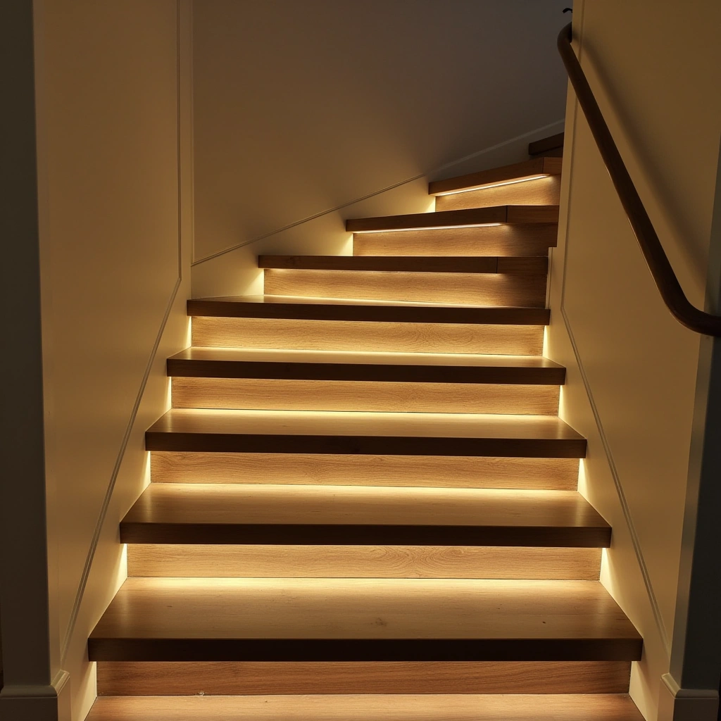 2. LED Strip Lighting Under Stair Treads
