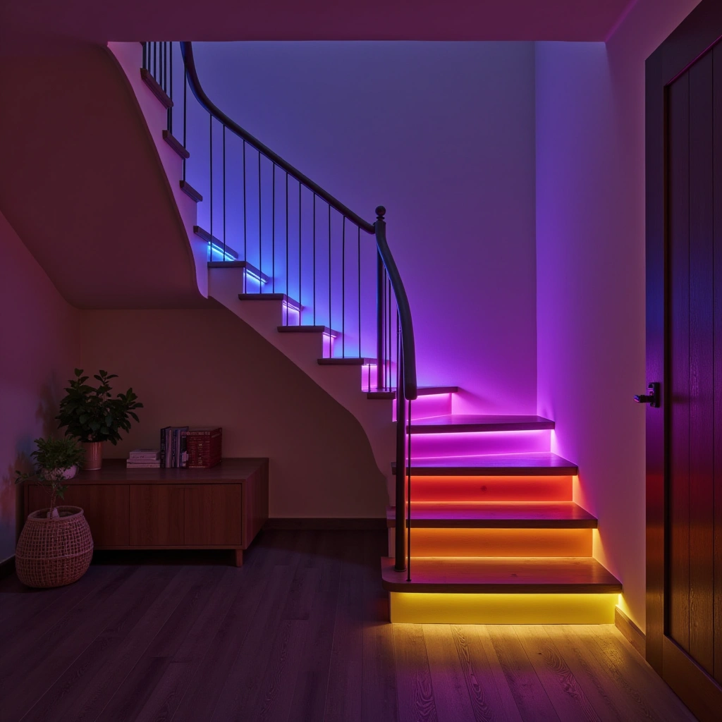 12. Color-Changing RGB LED Stair Lighting