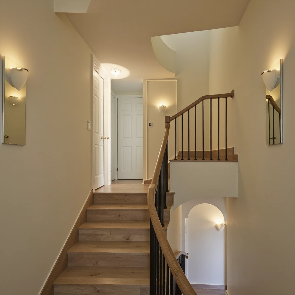 15. Mirror-Enhanced Staircase Lighting