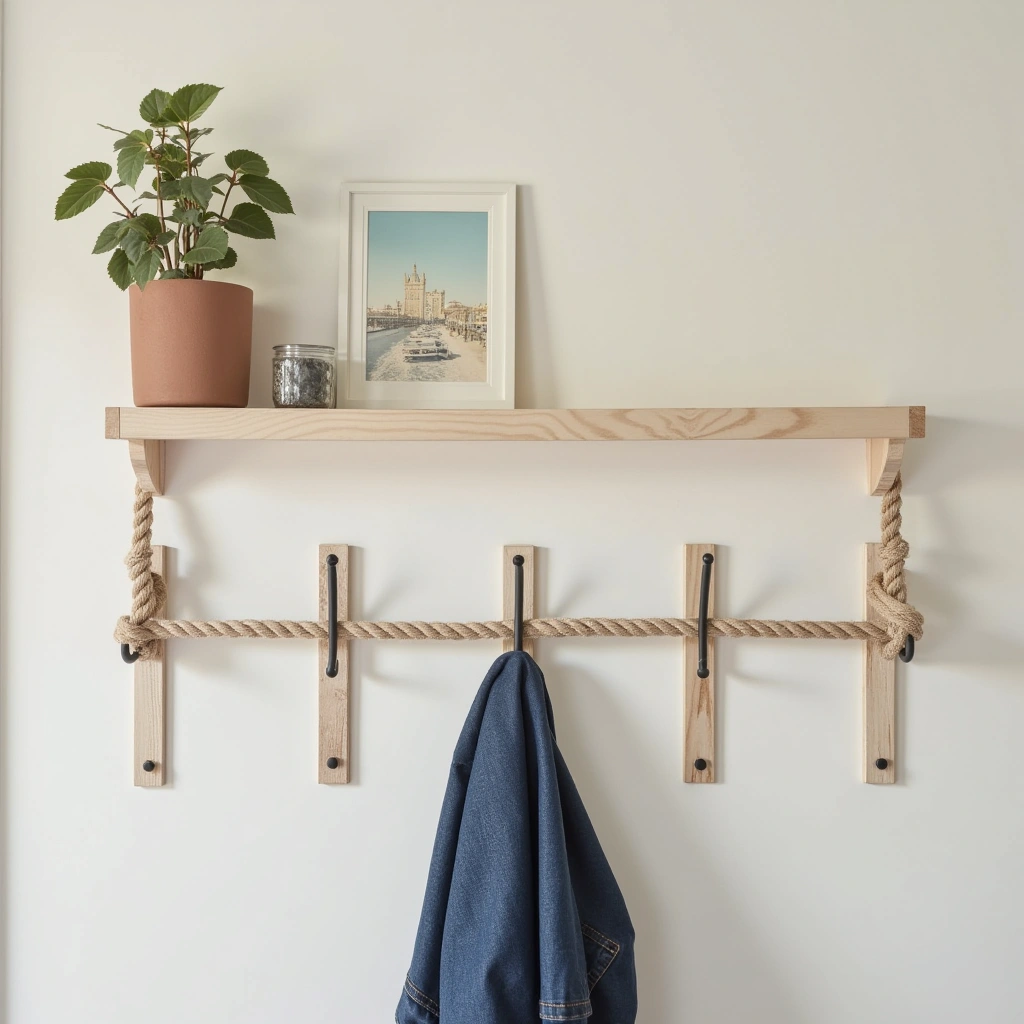 13. DIY Rope Coat Hanger: Nautical and Customizable