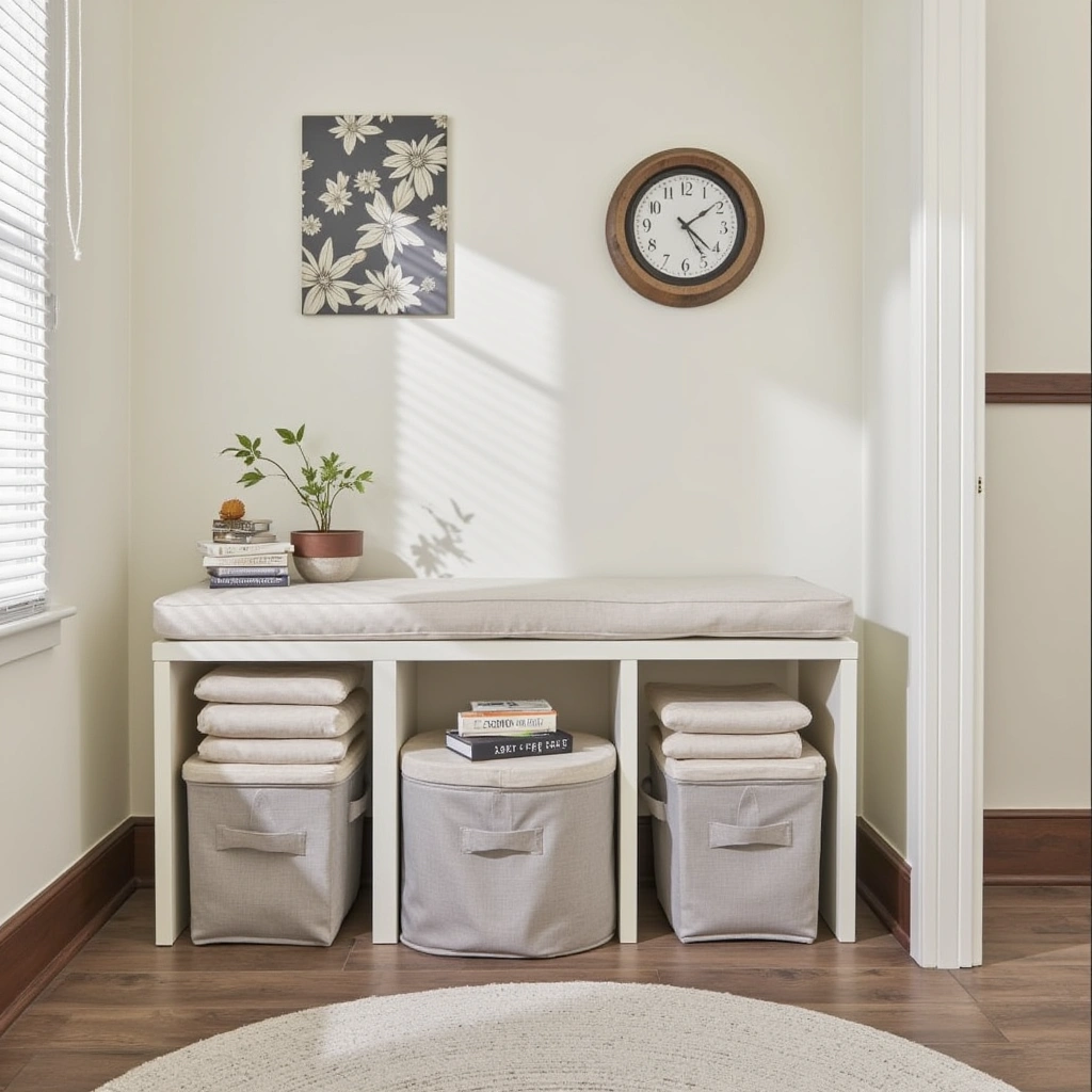 12. Stackable Storage Bins with Cushion Tops