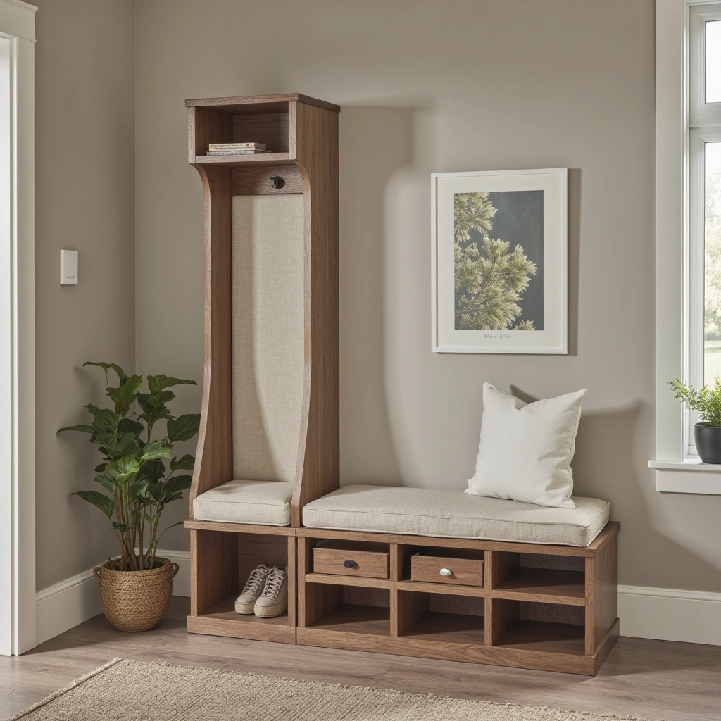 8. Upholstered Hall Tree for Comfort and Style
