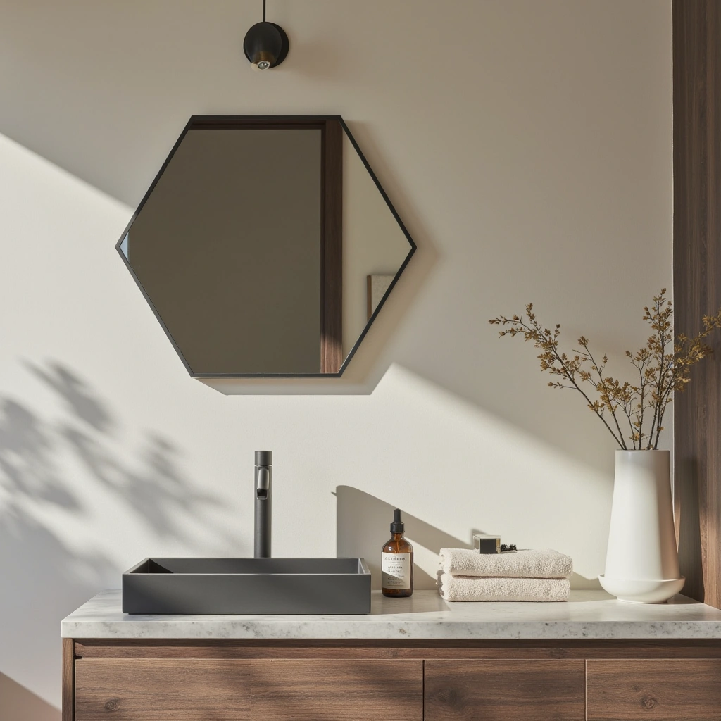 8. Hexagonal Mirror for Geometric Appeal
